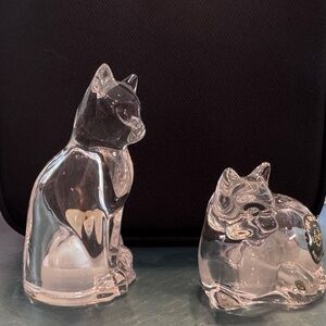 Lenox Clear Glass Cat Salt and Pepper Shakers with Box
